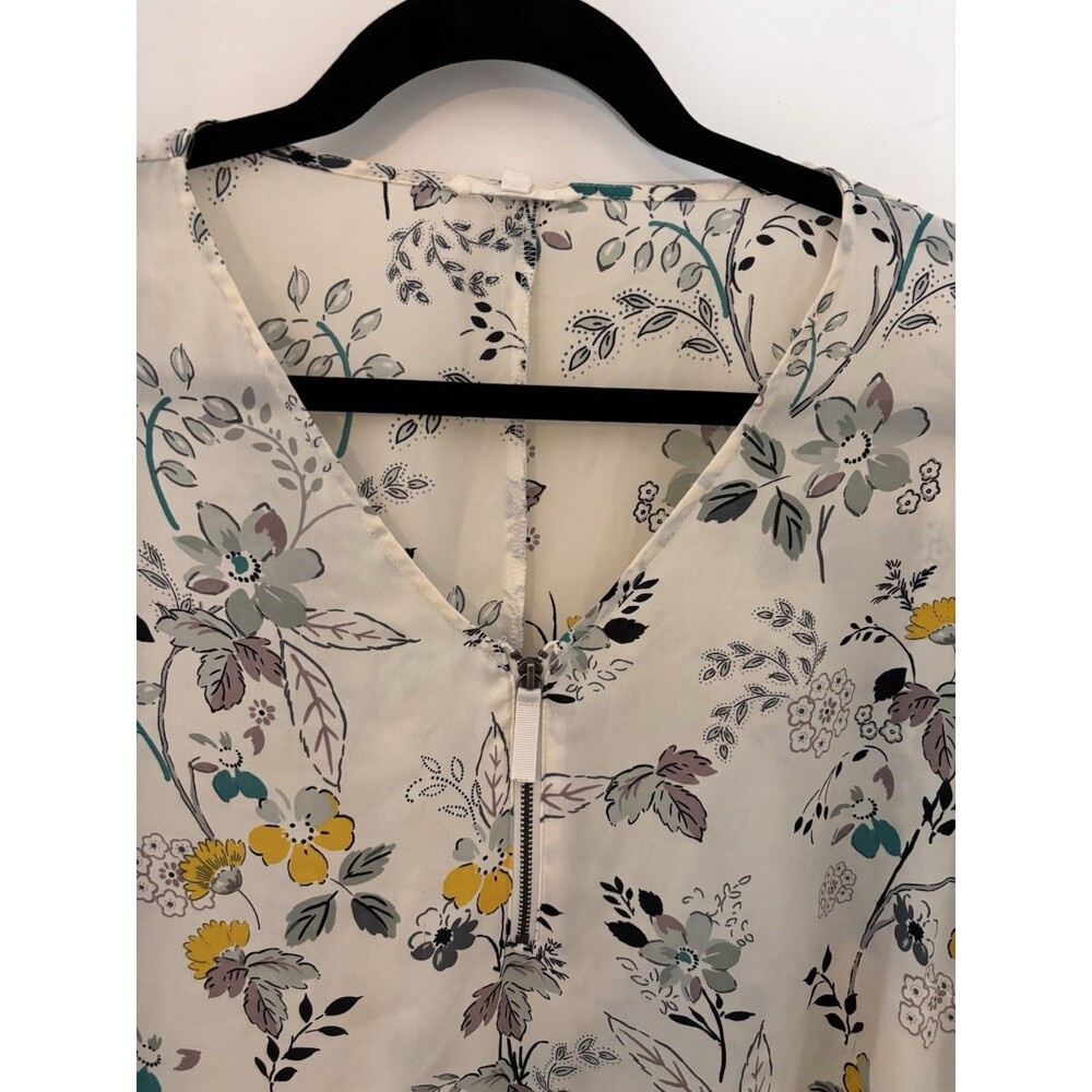 Maurices Cream Floral V-neck Blouse with Yellow & Green Accents - Picture 2 of 8